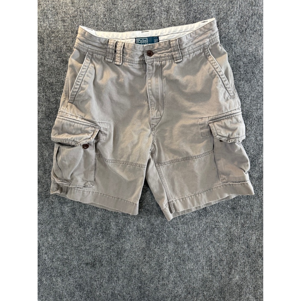 Polo Ralph Lauren Mens Gray Cotton Cargo Shorts Size 32 Utility Casual